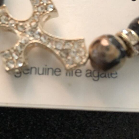 Arm Party Fire Agate Gemstone Cross Bracelet New‎ - Picture 2 of 2